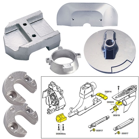 Tecnoseal Anode Kit w/Hardware - Mercury Alpha 1 Gen 2 - Zinc 20801